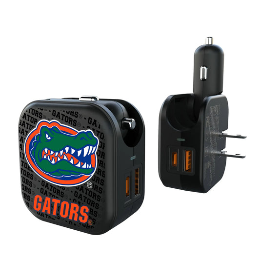 University of Florida Gators Text Backdrop 2 in 1 USB A/C Charger