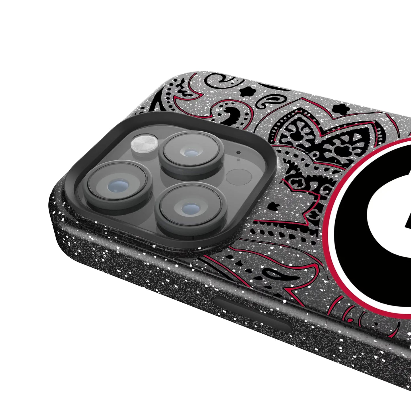 University of Georgia Bulldogs Paisley Black Bling Phone Case for Apple iPhone