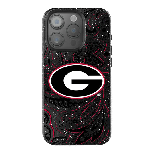 University of Georgia Bulldogs Paisley Black Bling Phone Case for Apple iPhone