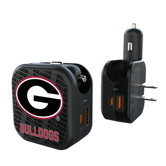 University of Georgia Bulldogs Text Backdrop 2 in 1 USB A/C Charger