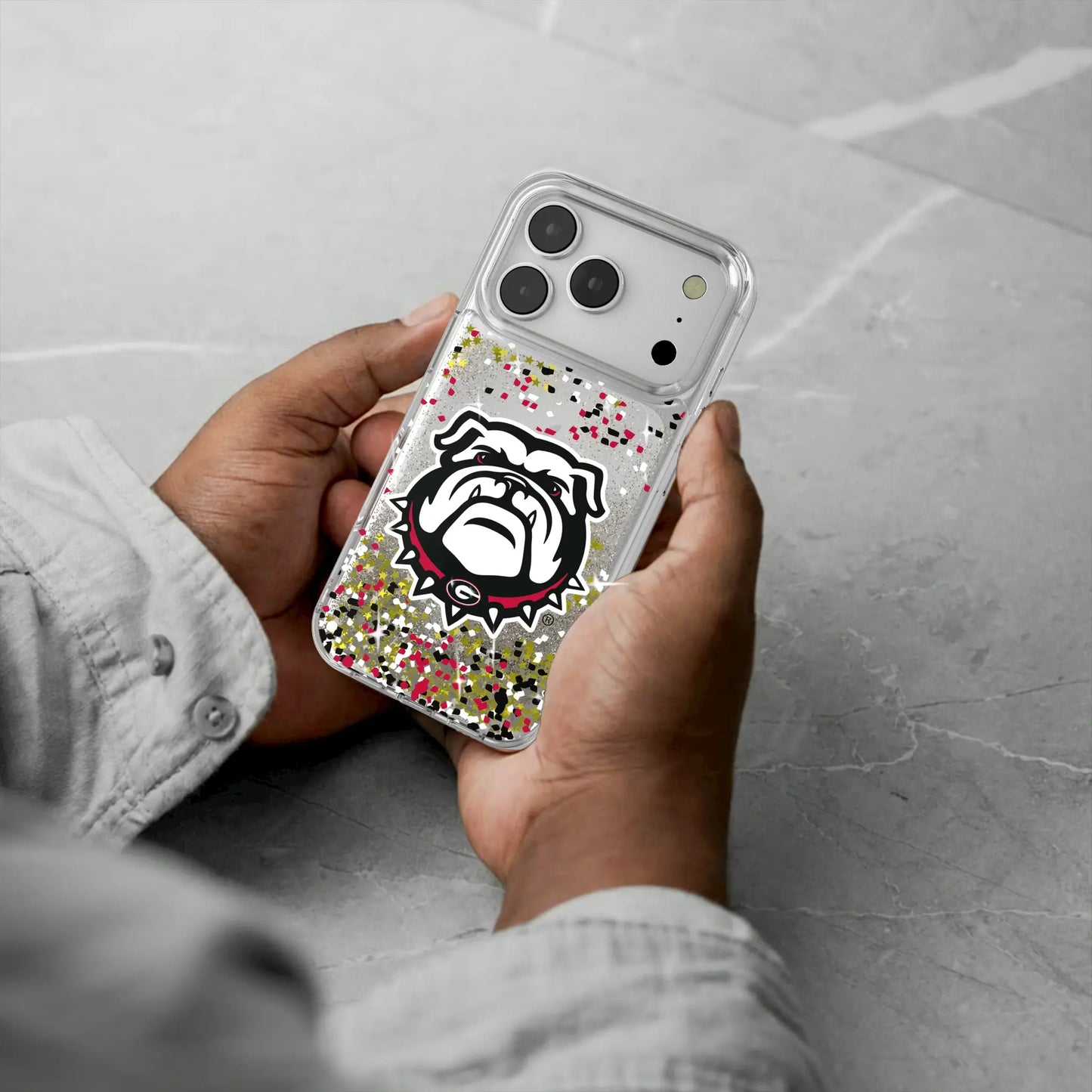 University of Georgia Bulldogs Uga Confetti Glitter Phone Case for Apple iPhone