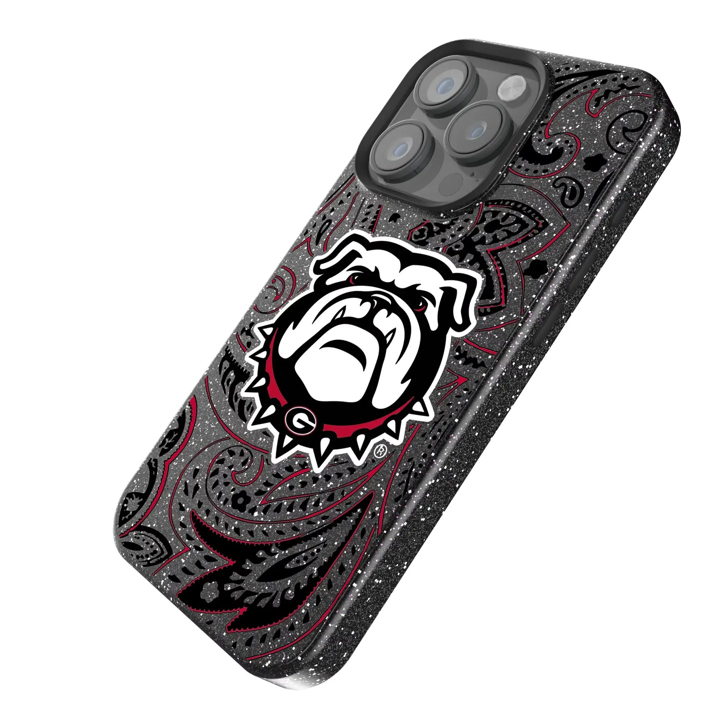 University of Georgia Bulldogs Uga Paisley Black Bling Phone Case for Apple iPhone
