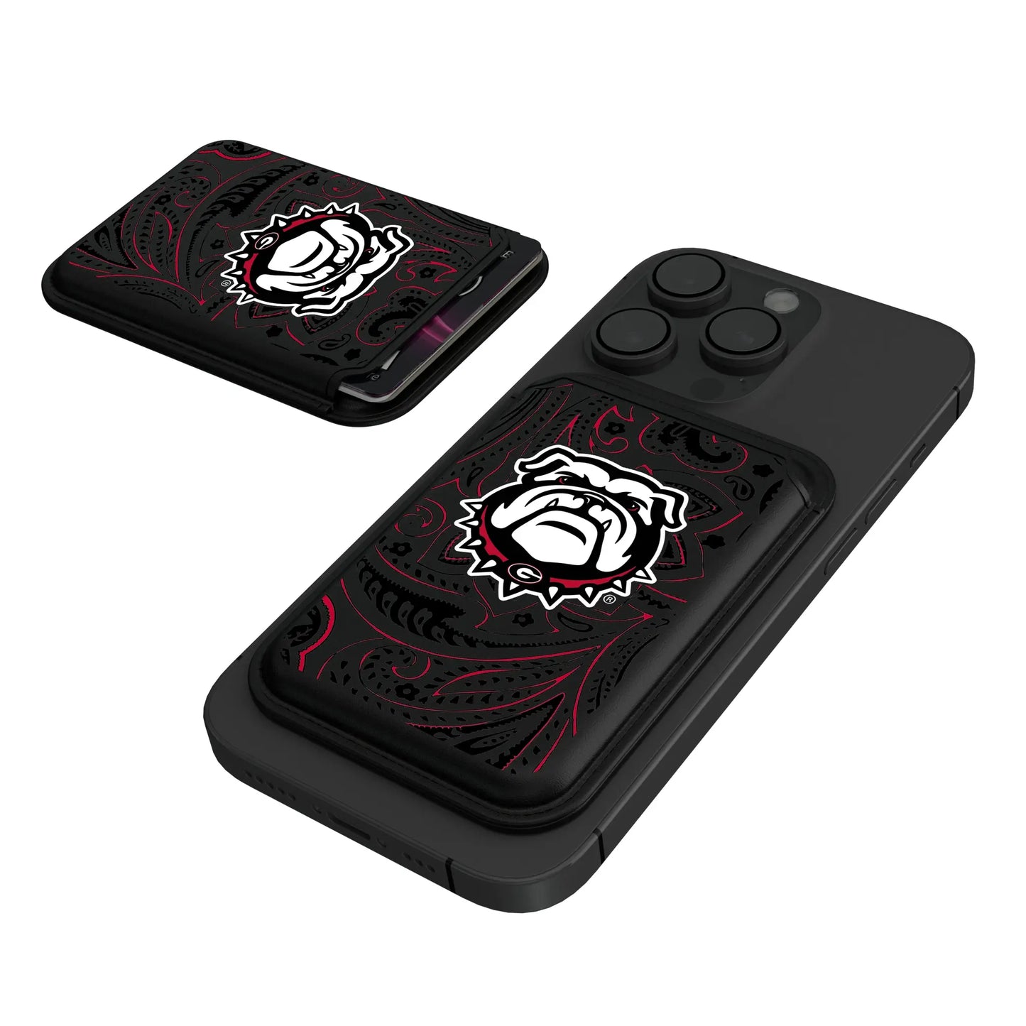 University of Georgia Bulldogs Uga Paisley Black Magnetic Credit Card Wallet