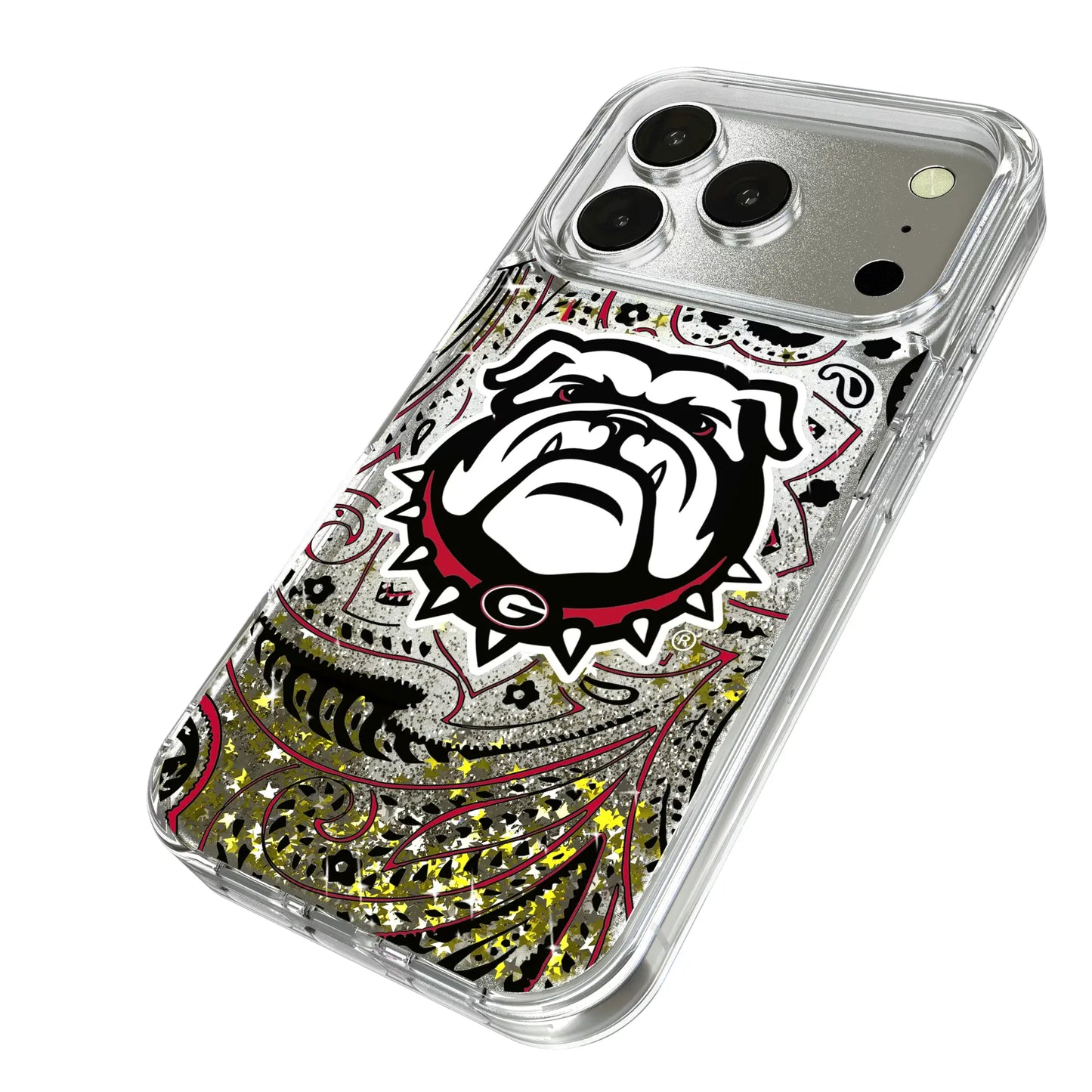 University of Georgia Bulldogs Uga Paisley Glitter Phone Case for Apple iPhone