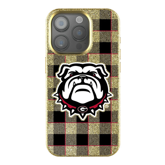 University of Georgia Bulldogs Uga Plaid Bling Phone Case for Apple iPhone