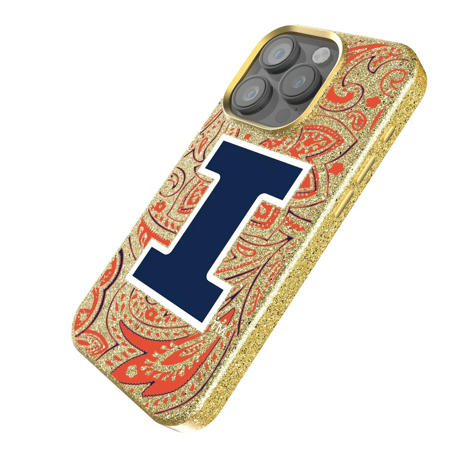 University of Illinois Fighting Illini Paisley Bling Phone Case for Apple iPhone