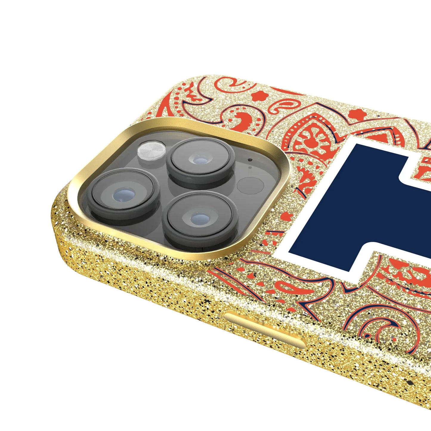 University of Illinois Fighting Illini Paisley Bling Phone Case for Apple iPhone