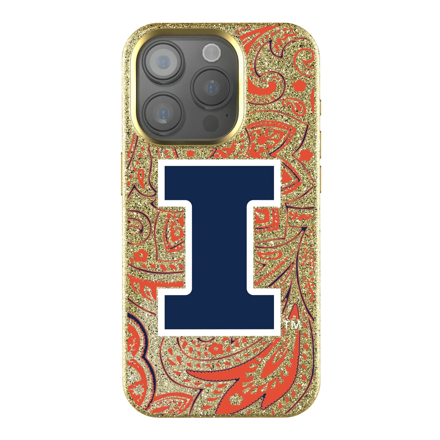 University of Illinois Fighting Illini Paisley Bling Phone Case for Apple iPhone