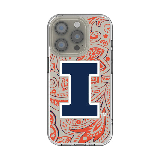 University of Illinois Fighting Illini Paisley Clear Phone Case for Apple iPhone