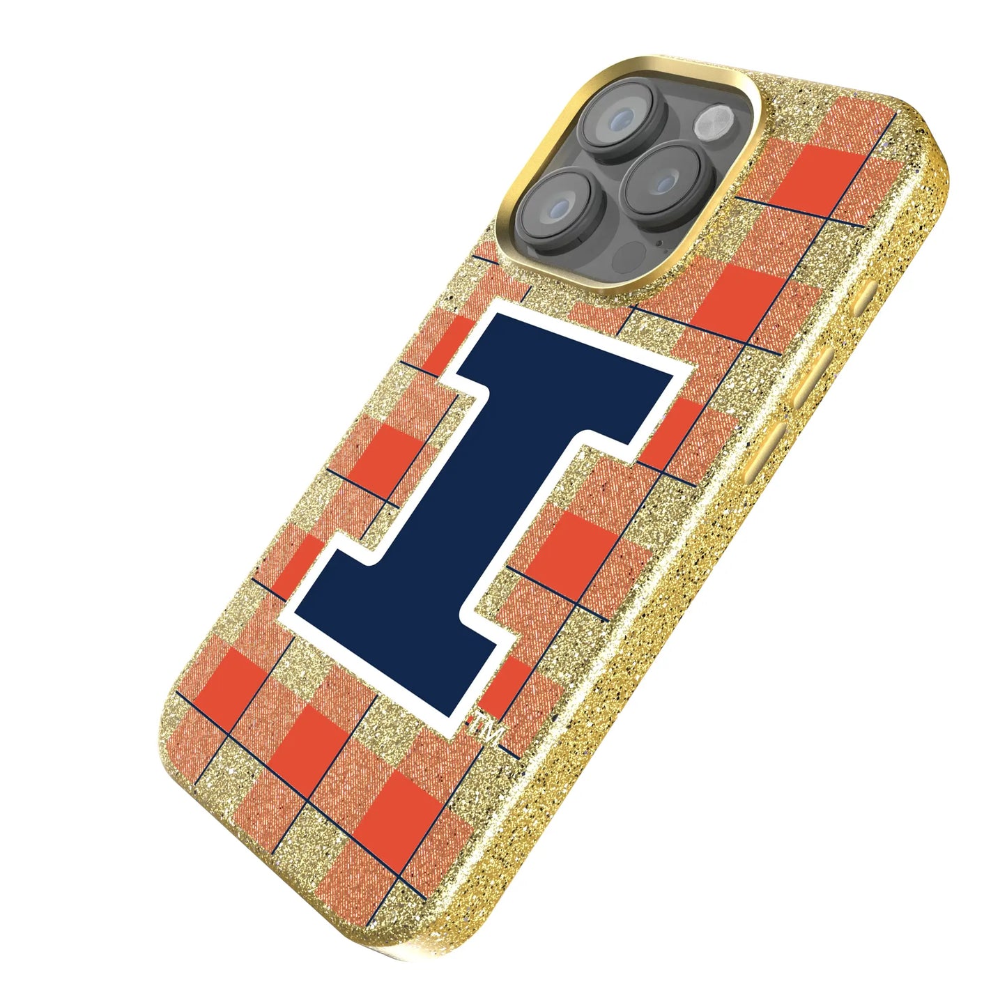 University of Illinois Fighting Illini Plaid Bling Phone Case for Apple iPhone