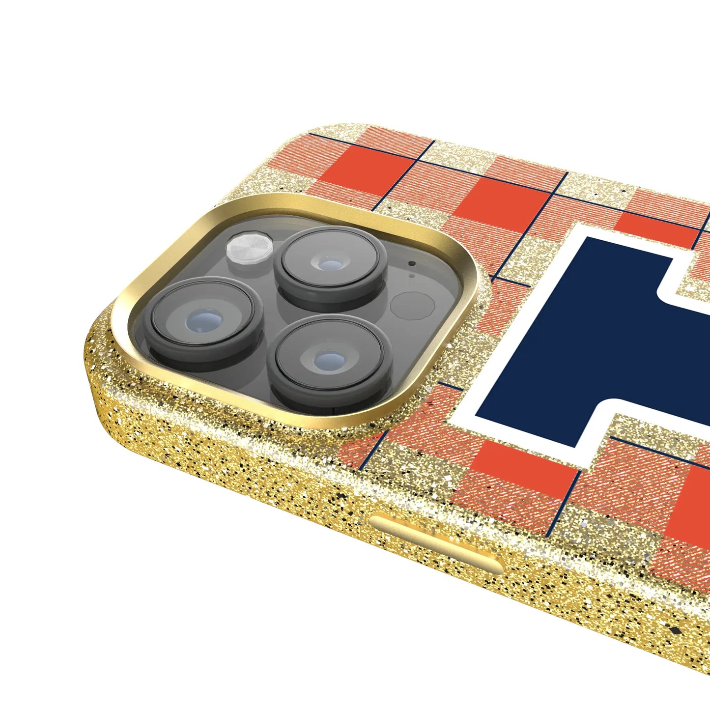 University of Illinois Fighting Illini Plaid Bling Phone Case for Apple iPhone