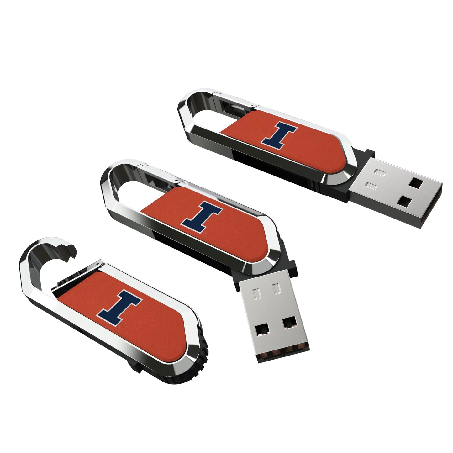 University of Illinois Fighting Illini Solid USB 64GB Clip Style Flash Drive