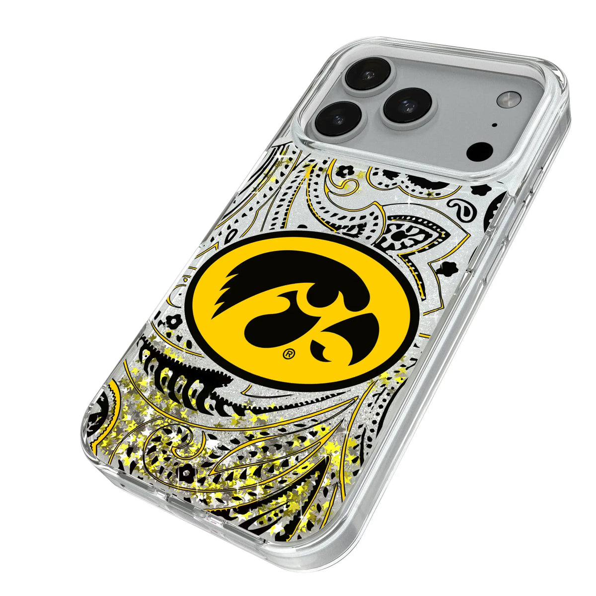 University of Iowa Hawkeyes Paisley Glitter Phone Case for Apple iPhone