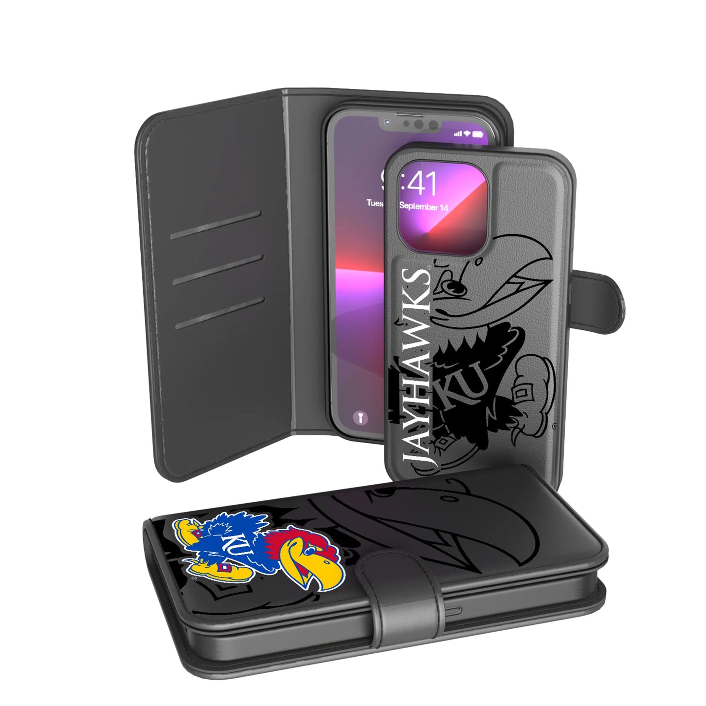 University of Kansas Jayhawks Monocolor Tilt Wallet Phone Case for Apple iPhone