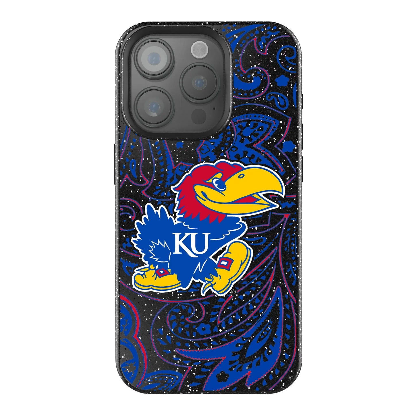 University of Kansas Jayhawks Paisley Black Bling Phone Case for Apple iPhone