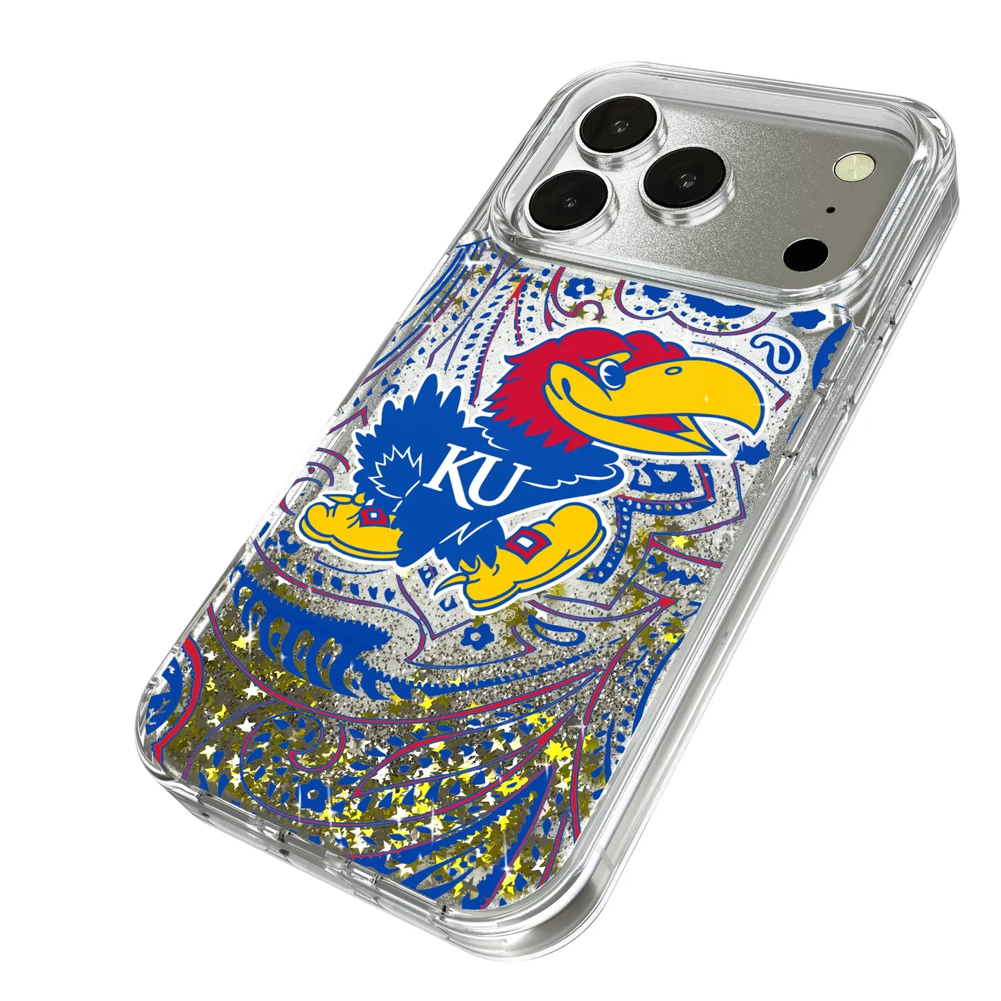University of Kansas Jayhawks Paisley Glitter Phone Case for Apple iPhone