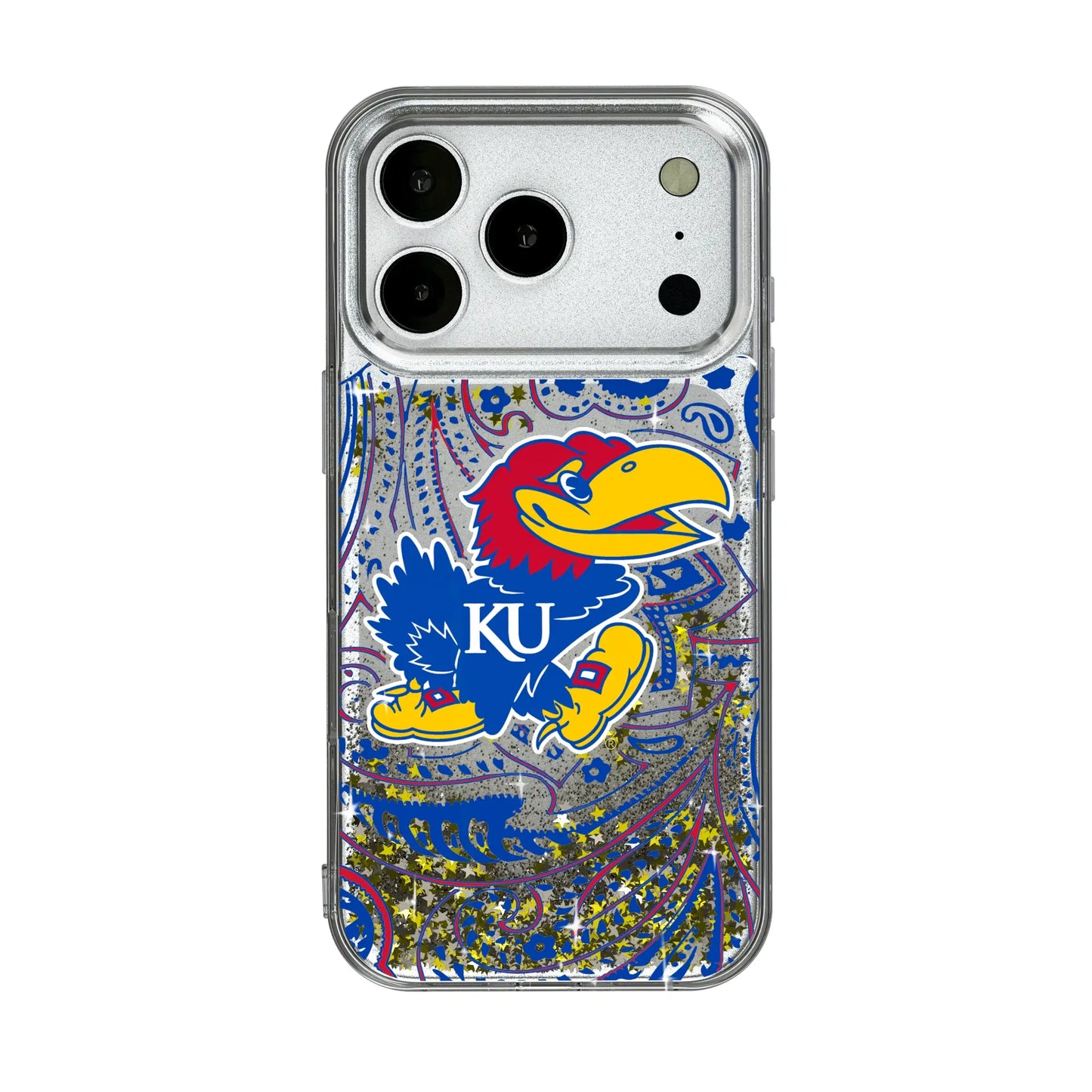 University of Kansas Jayhawks Paisley Glitter Phone Case for Apple iPhone