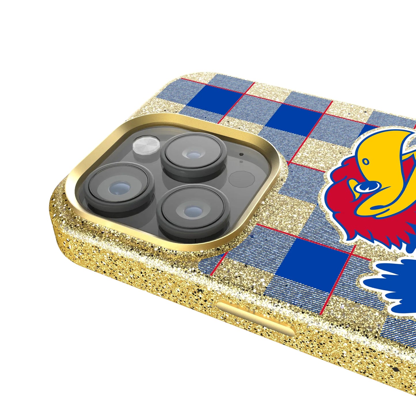 University of Kansas Jayhawks Plaid Bling Phone Case for Apple iPhone