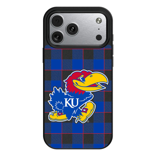 University of Kansas Jayhawks Plaid MagSafe Compatible Phone Case for Apple iPhone