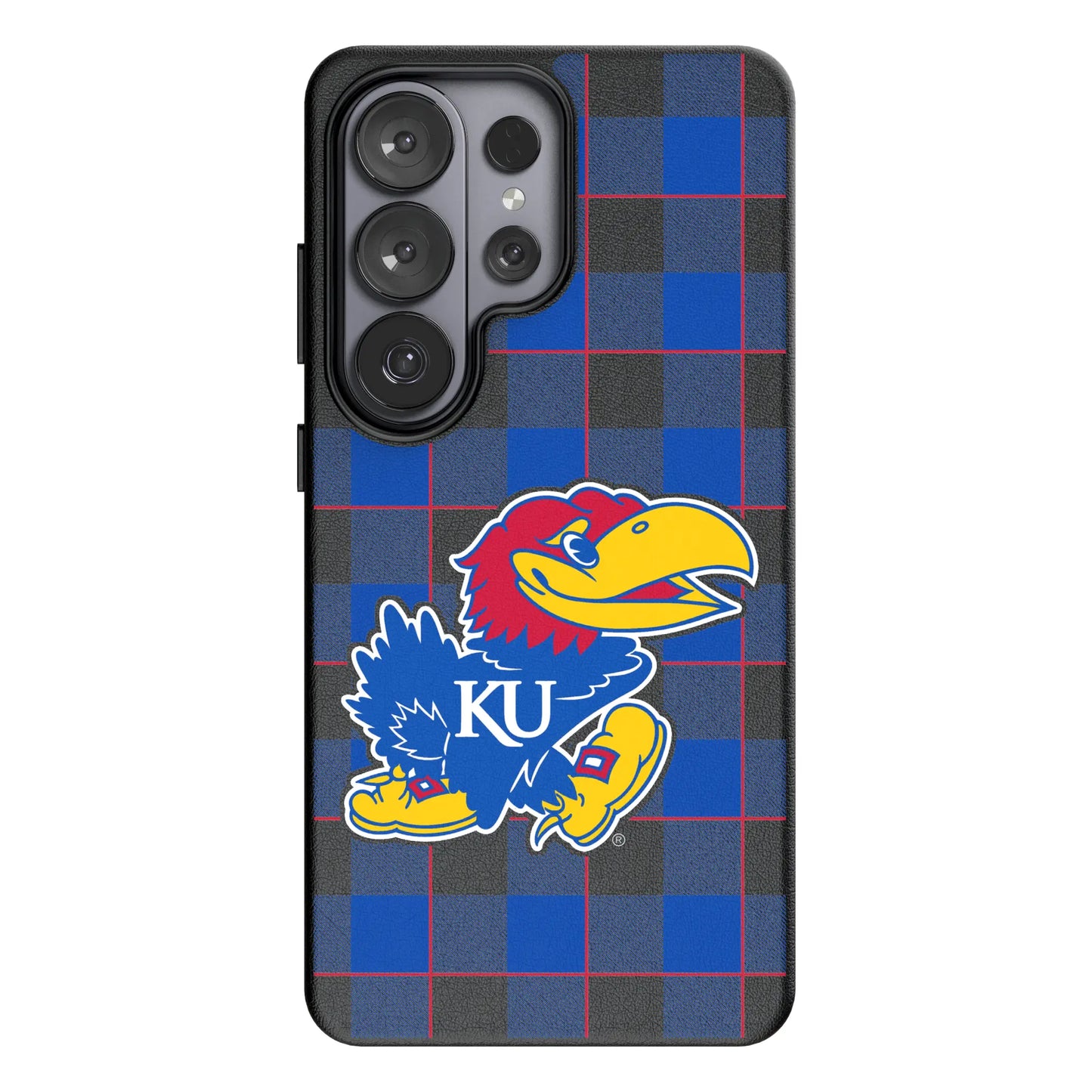 University of Kansas Jayhawks Plaid MagSafe Compatible Phone Case for Samsung Galaxy
