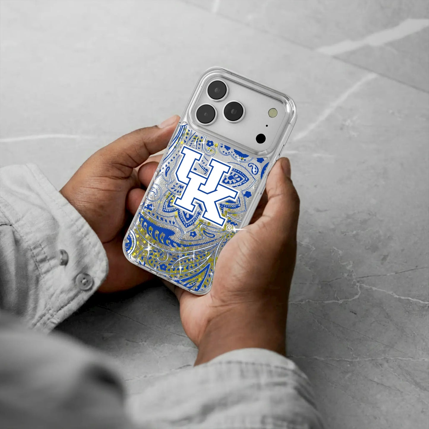 University of Kentucky Wildcats Paisley Glitter Phone Case for Apple iPhone
