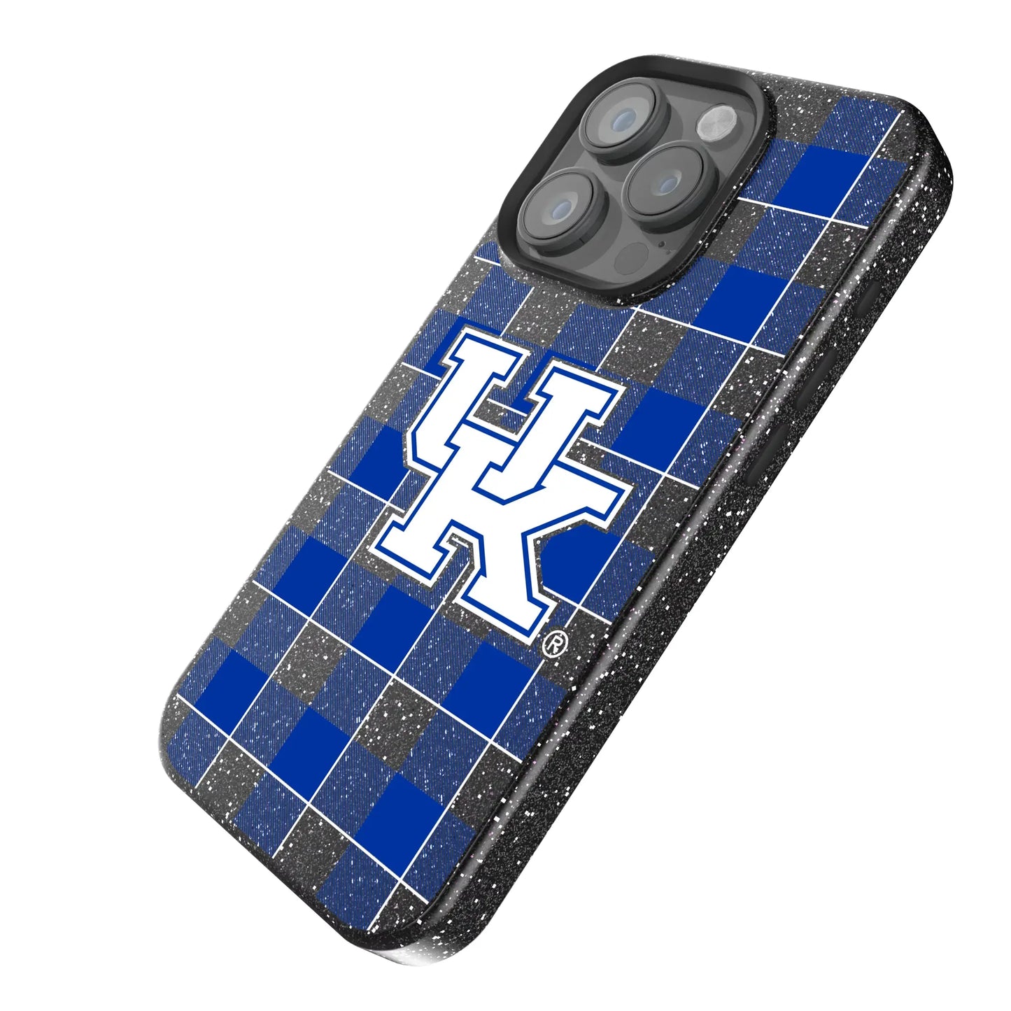 University of Kentucky Wildcats Plaid Black Bling Phone Case for Apple iPhone