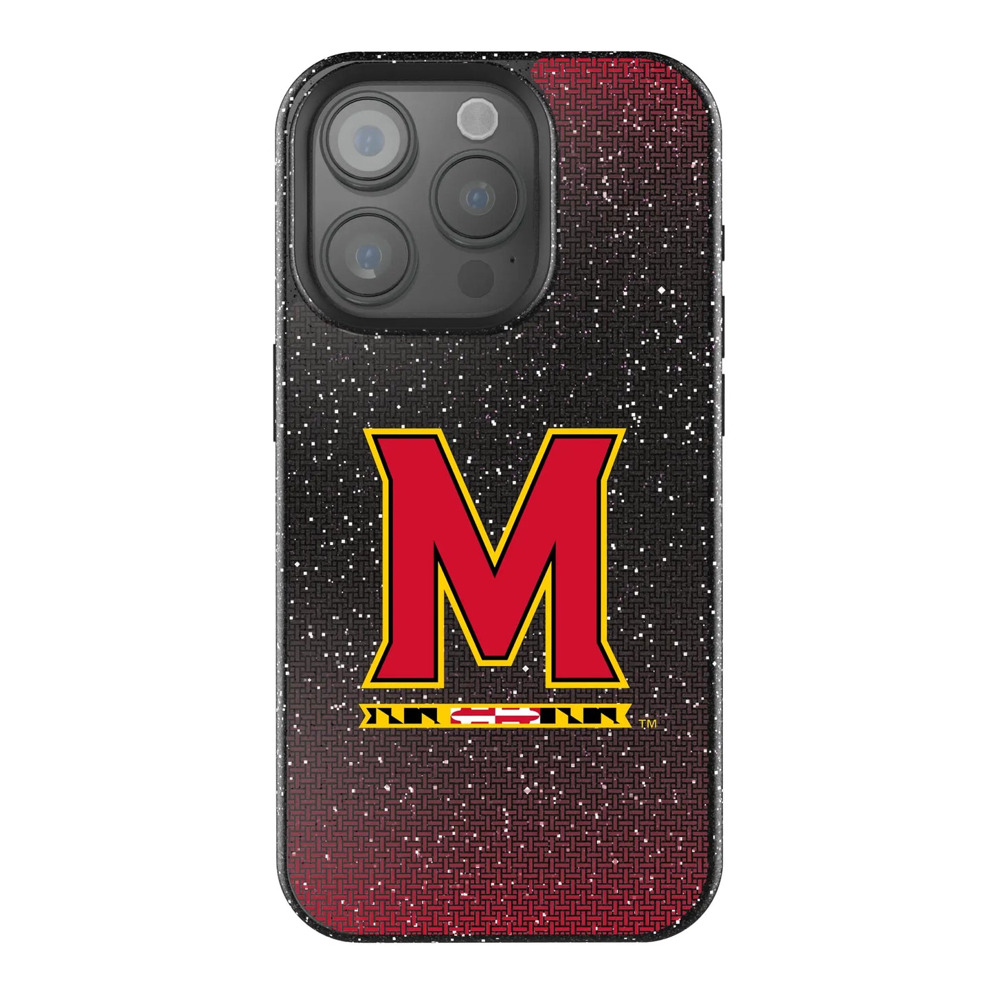 University of Maryland Terrapins Linen Black Bling Phone Case for Apple iPhone