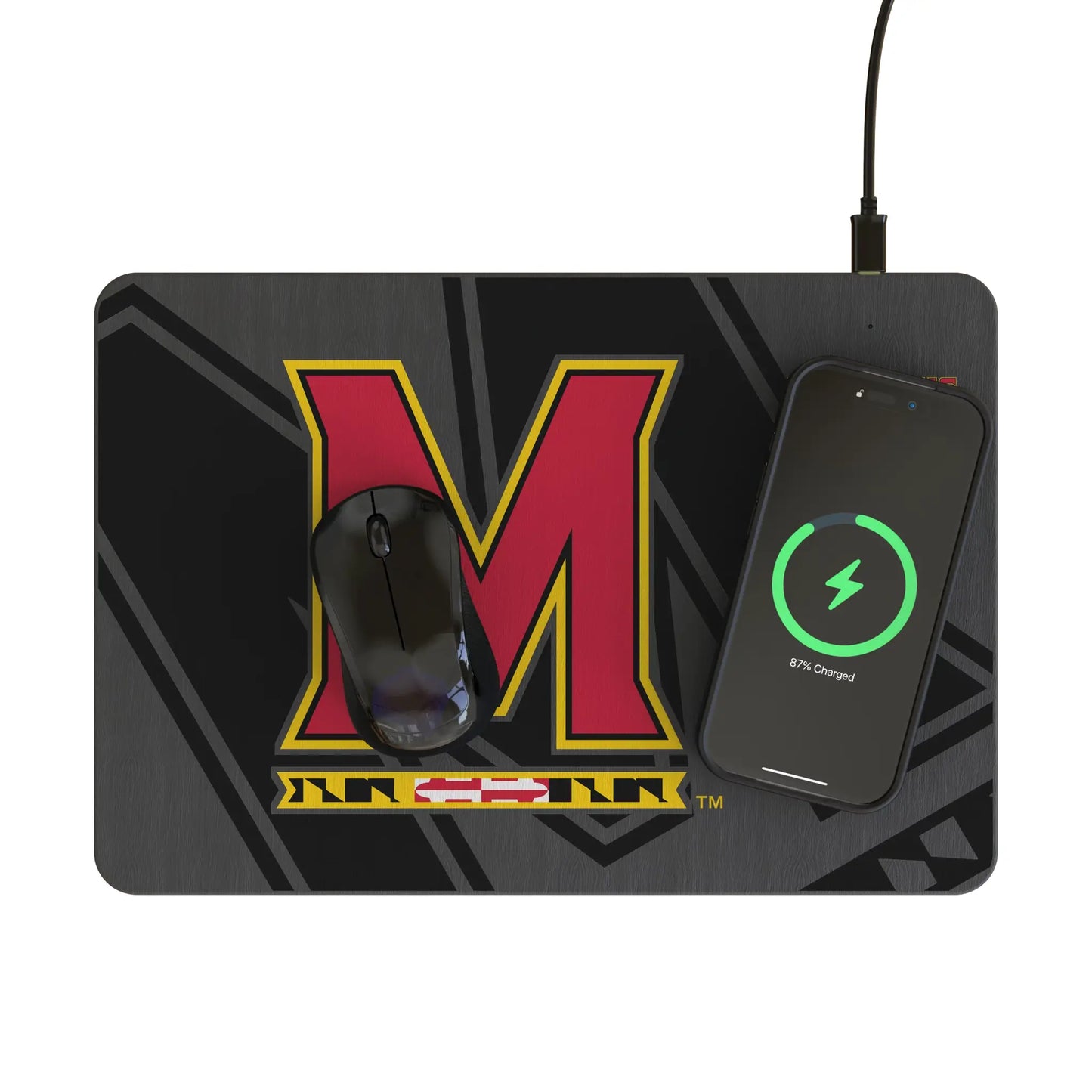 University of Maryland Terrapins Monocolor Tilt 15-Watt Wireless Charger and Mouse Pad