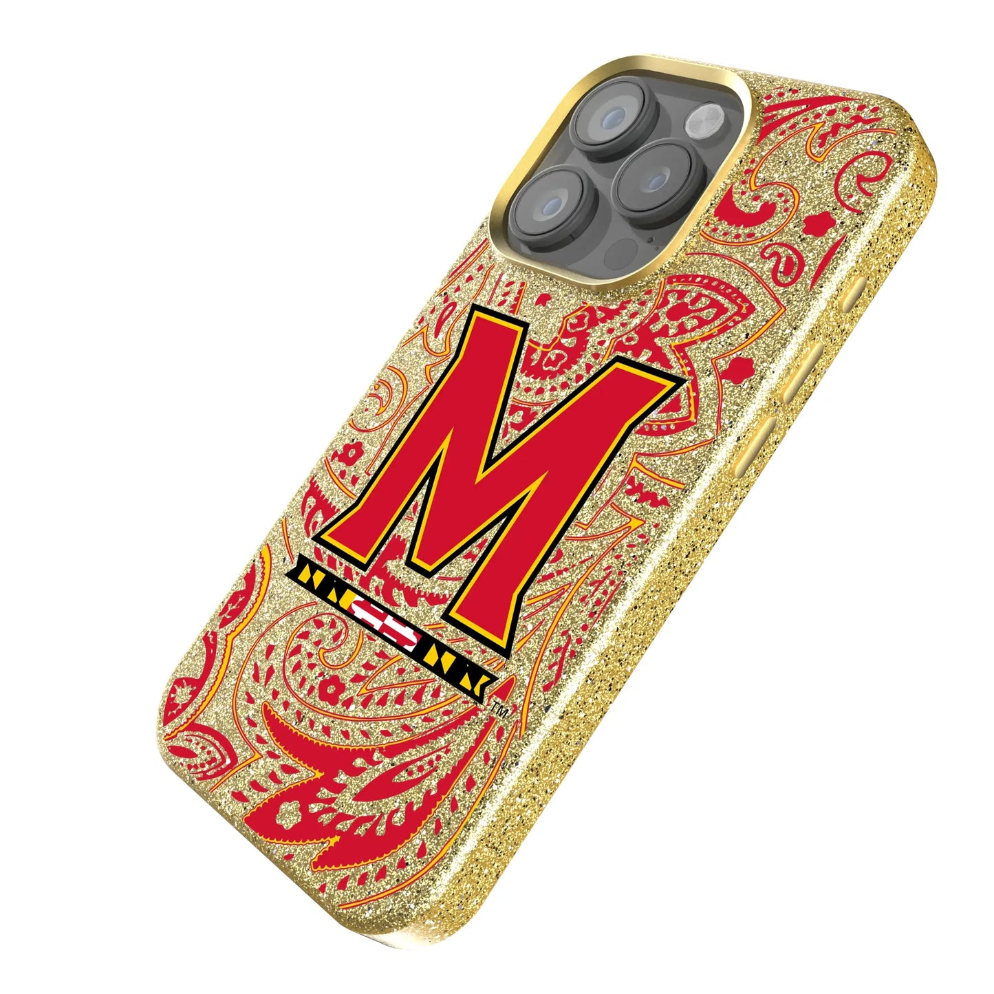 University of Maryland Terrapins Paisley Bling Phone Case for Apple iPhone