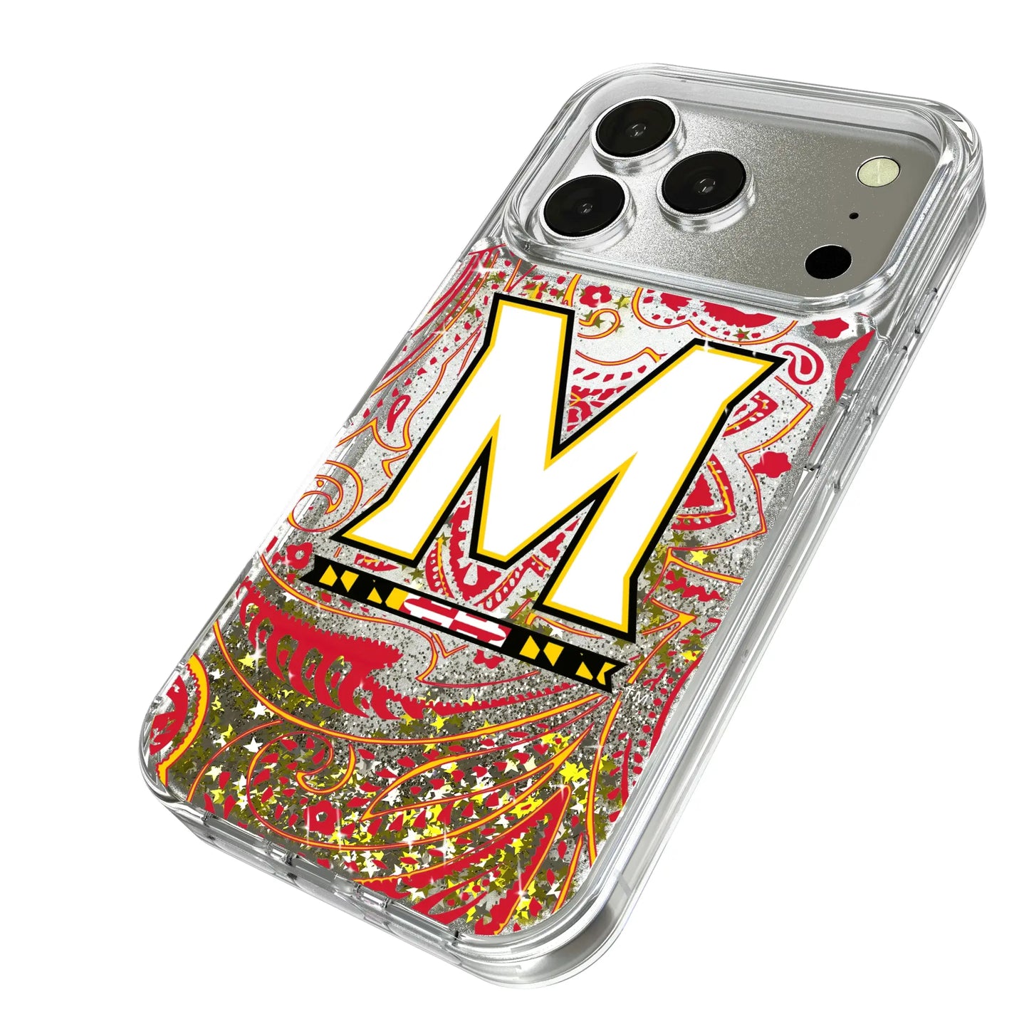 University of Maryland Terrapins Paisley Glitter Phone Case for Apple iPhone