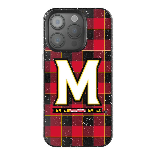 University of Maryland Terrapins Plaid Black Bling Phone Case for Apple iPhone