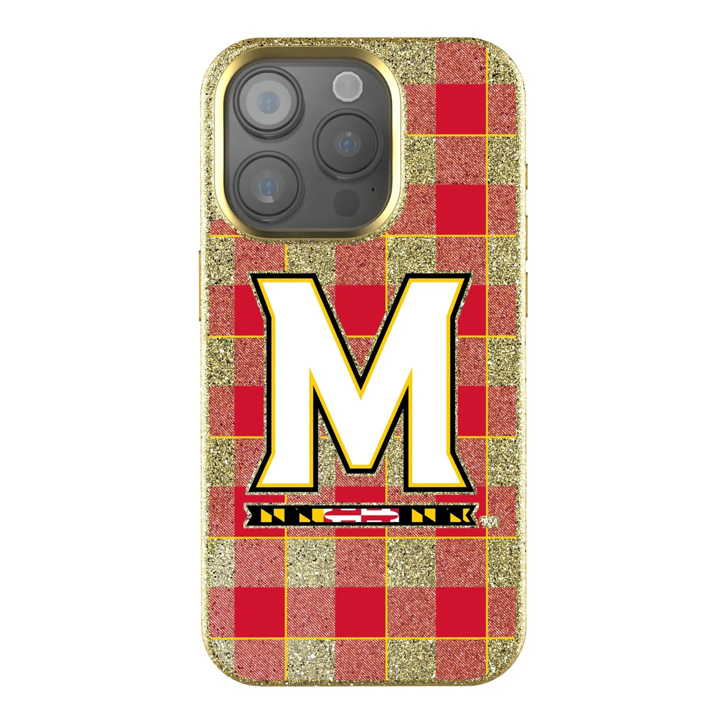 University of Maryland Terrapins Plaid Bling Phone Case for Apple iPhone