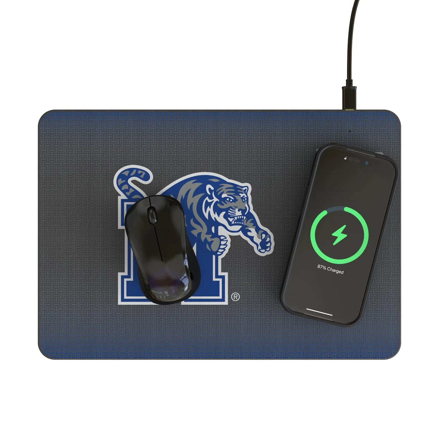 University of Memphis Tigers Linen 15-Watt Wireless Charger and Mouse Pad