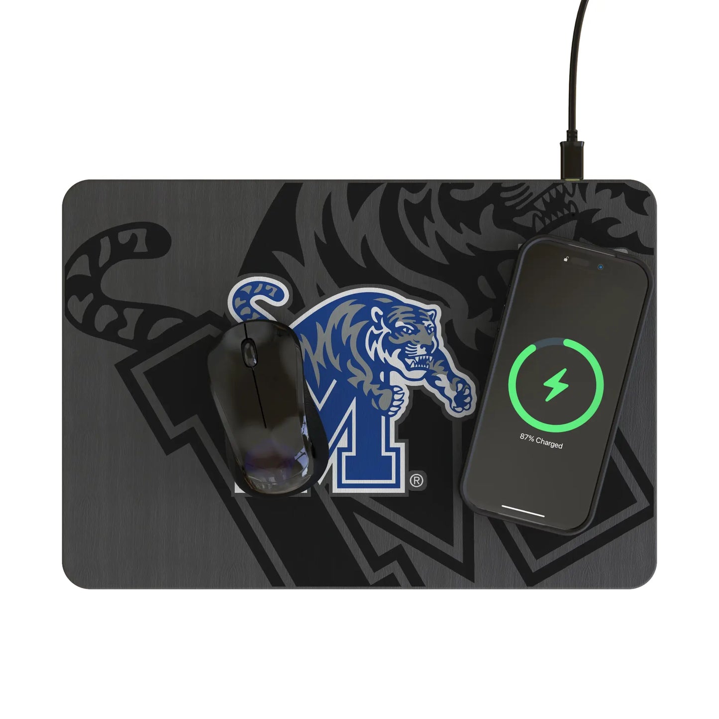 University of Memphis Tigers Monocolor Tilt 15-Watt Wireless Charger and Mouse Pad