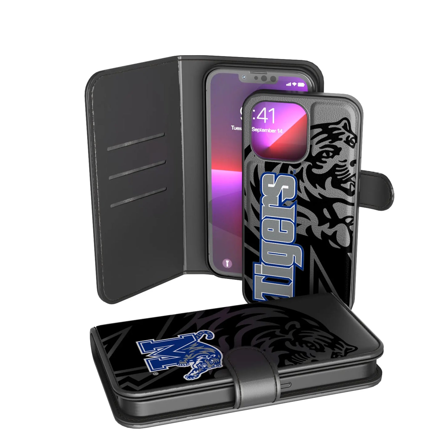 University of Memphis Tigers Monocolor Tilt Wallet Phone Case for Apple iPhone
