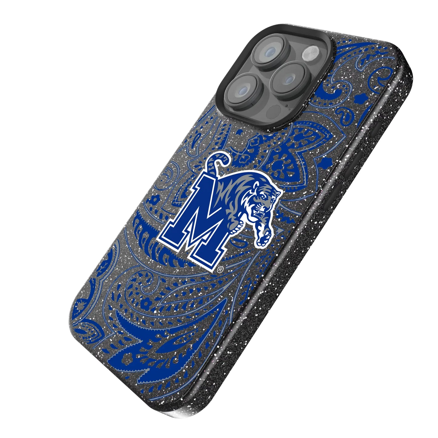 University of Memphis Tigers Paisley Black Bling Phone Case for Apple iPhone