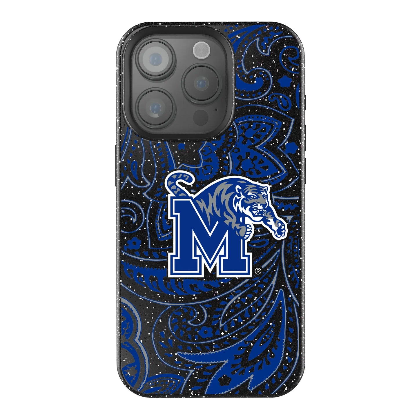 University of Memphis Tigers Paisley Black Bling Phone Case for Apple iPhone