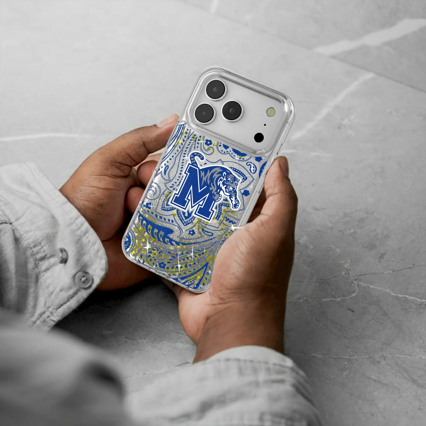 University of Memphis Tigers Paisley Glitter Phone Case for Apple iPhone