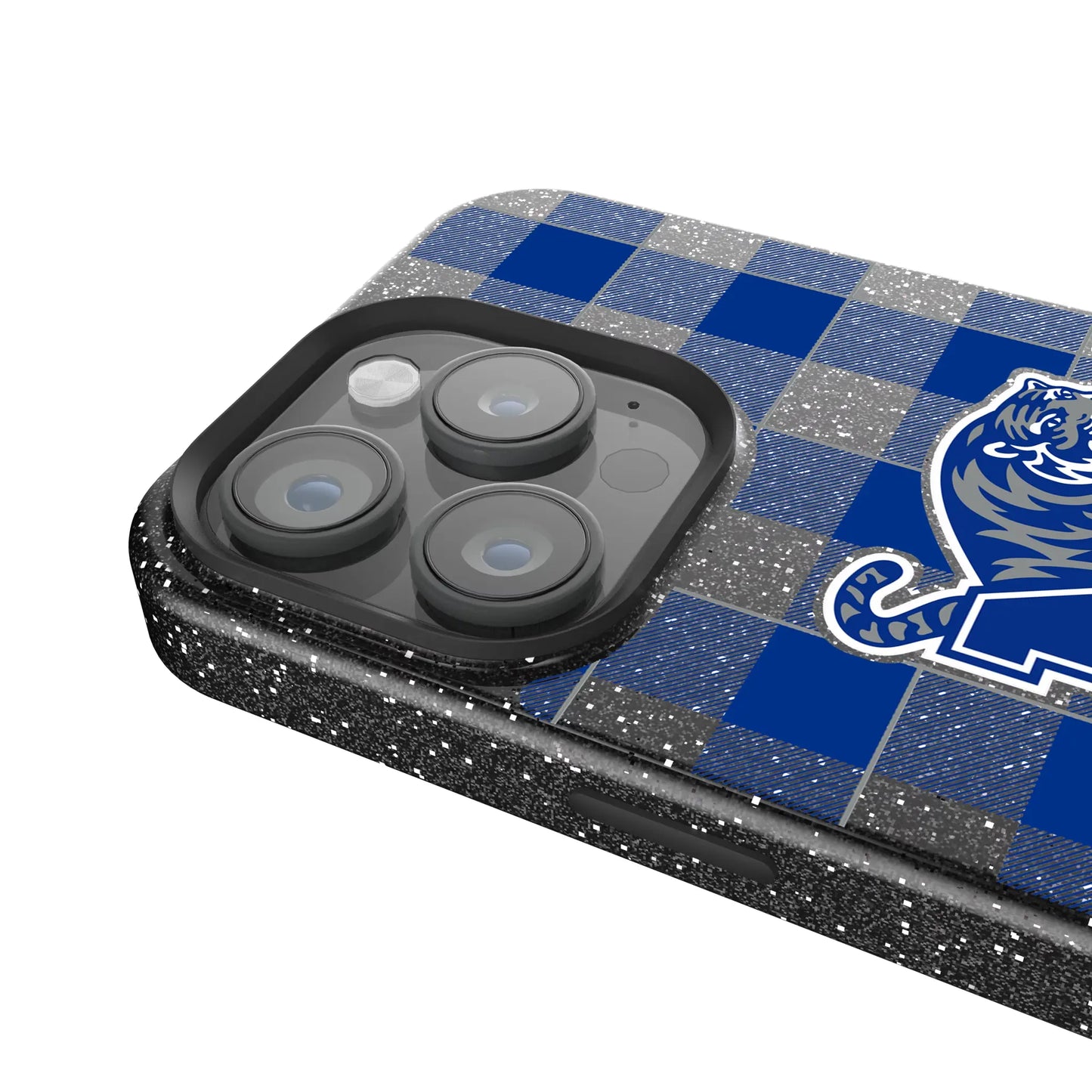 University of Memphis Tigers Plaid Black Bling Phone Case for Apple iPhone