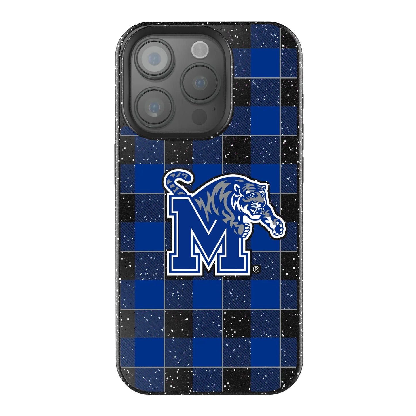 University of Memphis Tigers Plaid Black Bling Phone Case for Apple iPhone