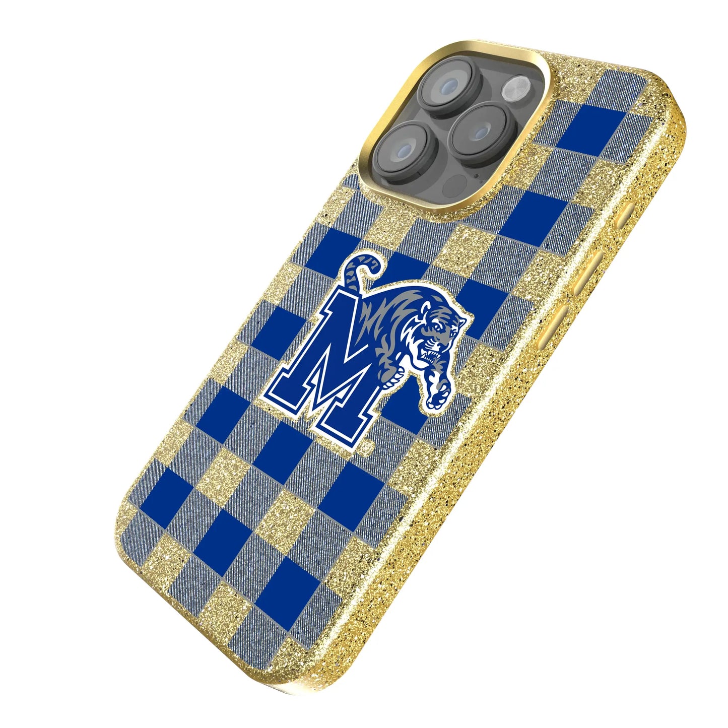 University of Memphis Tigers Plaid Bling Phone Case for Apple iPhone
