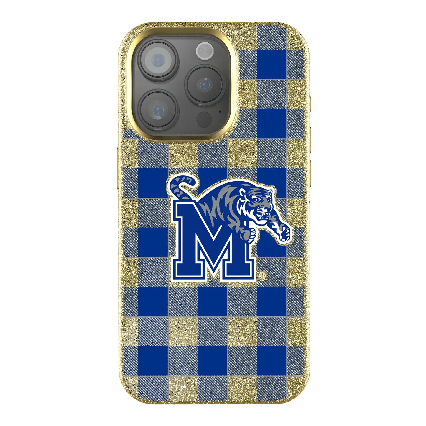 University of Memphis Tigers Plaid Bling Phone Case for Apple iPhone