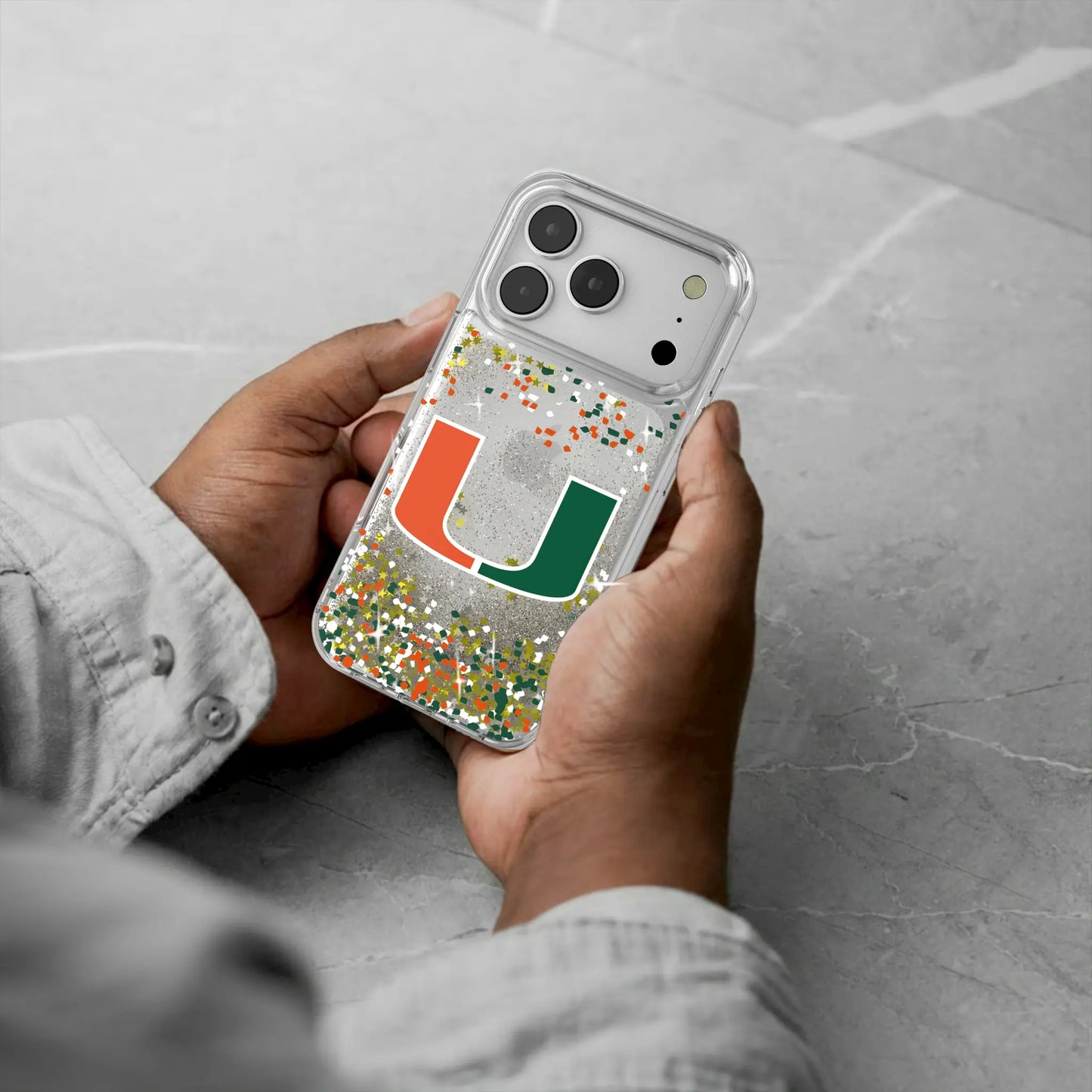 University of Miami Hurricanes Confetti Glitter Phone Case for Apple iPhone