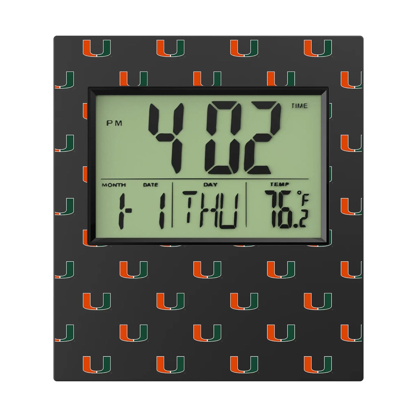 University of Miami Hurricanes Fashion Pattern Wall Clock