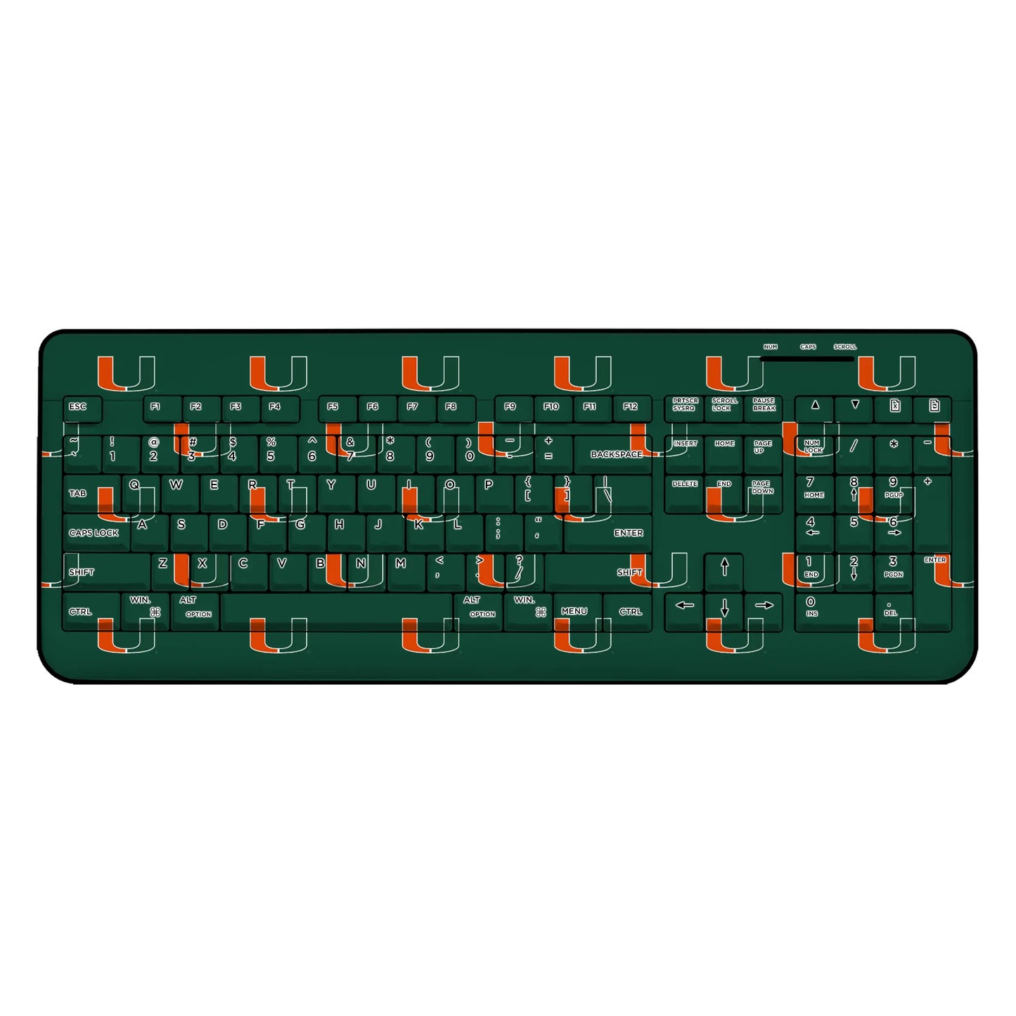 University of Miami Hurricanes Fashion Pattern Wireless USB Keyboard