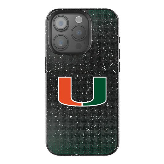 University of Miami Hurricanes Linen Black Bling Phone Case for Apple iPhone