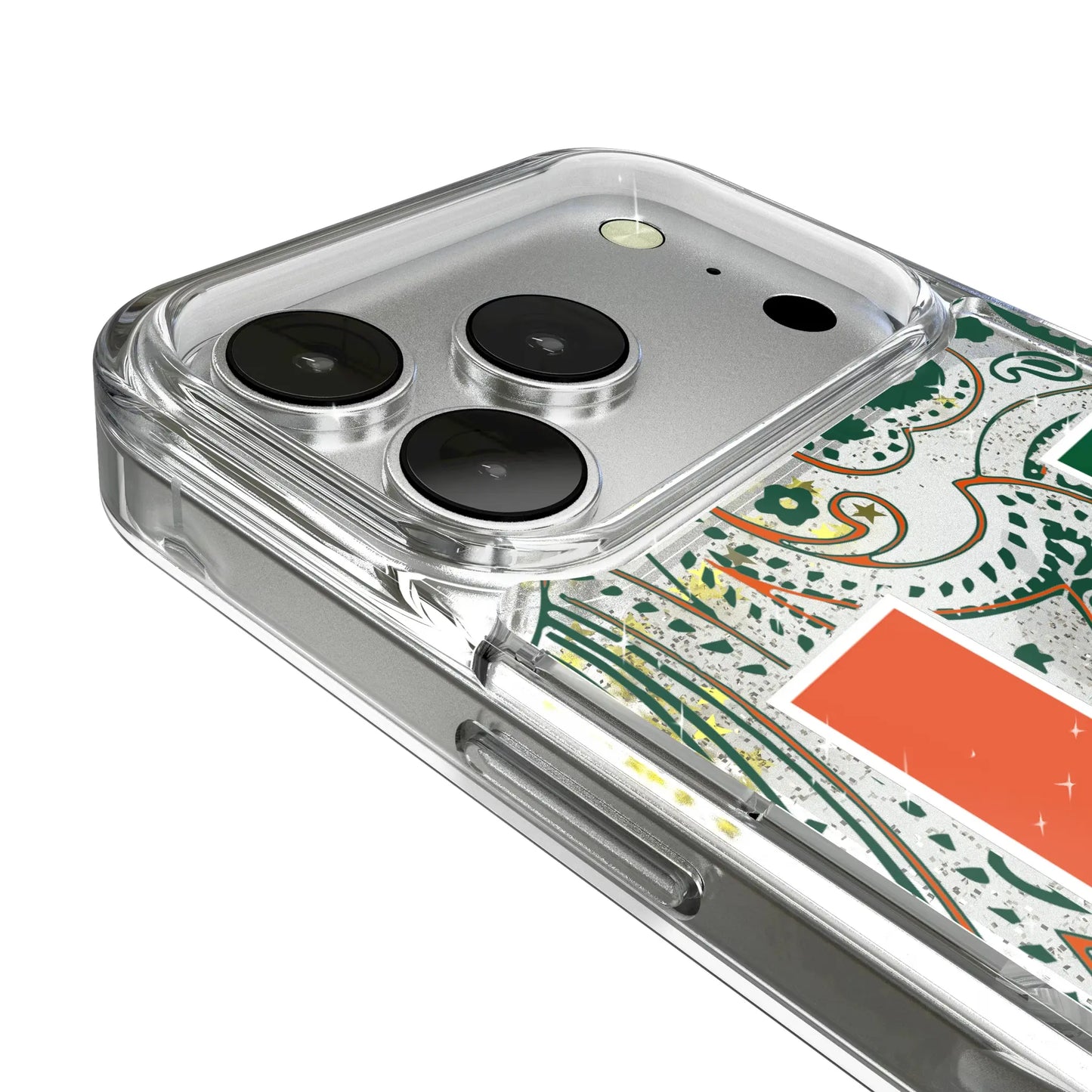 University of Miami Hurricanes Paisley Glitter Phone Case for Apple iPhone