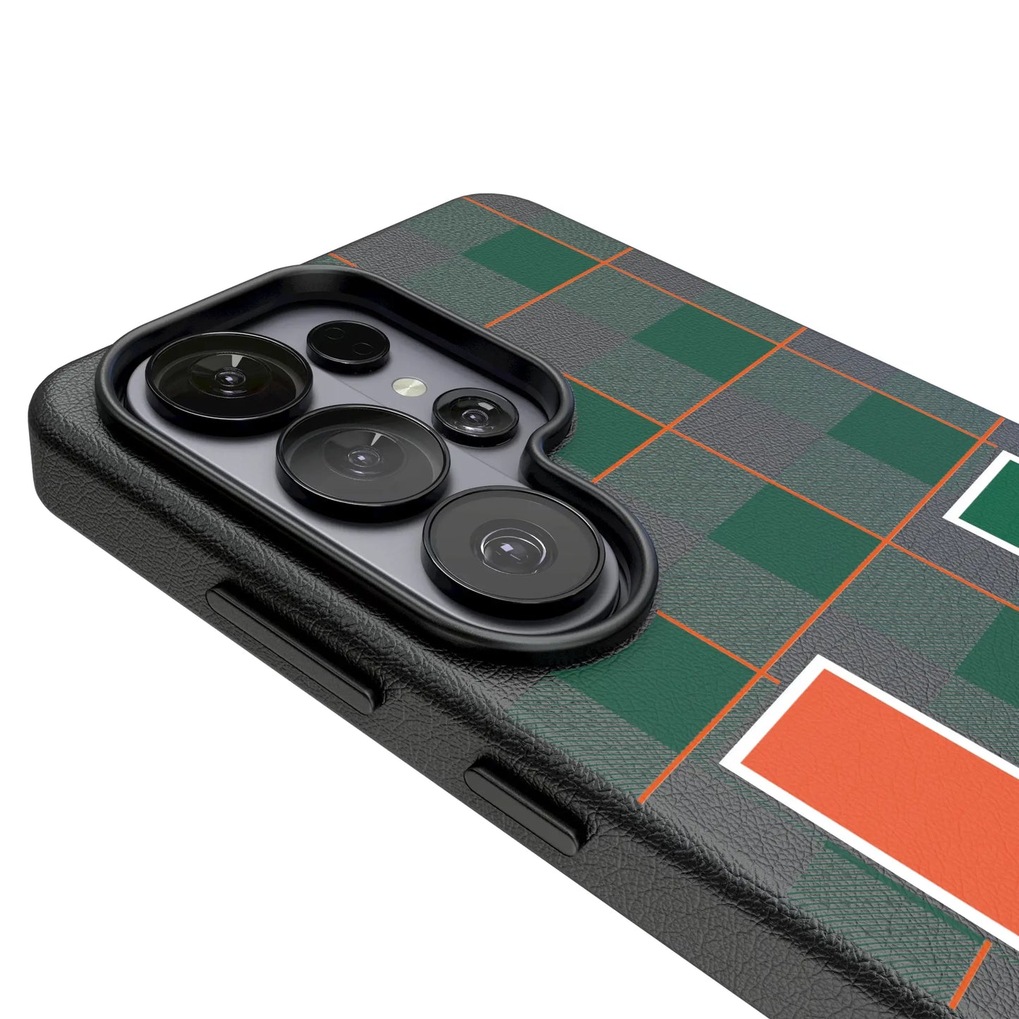 University of Miami Hurricanes Plaid MagSafe Compatible Phone Case for Samsung Galaxy