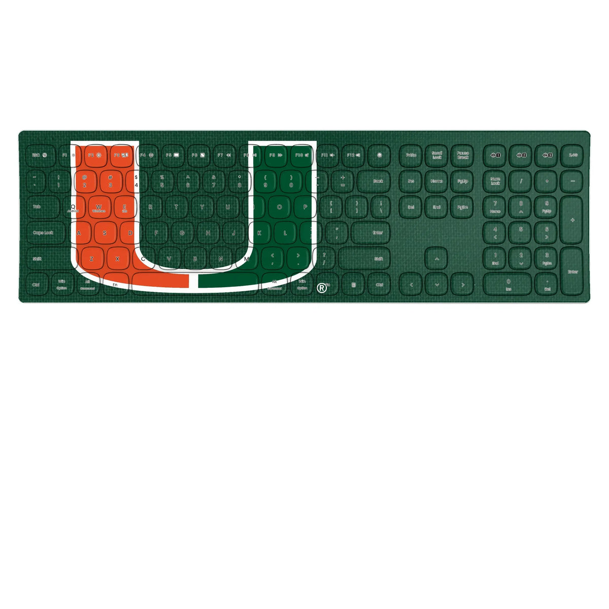 University of Miami Hurricanes Solid Curved Wireless Keyboard