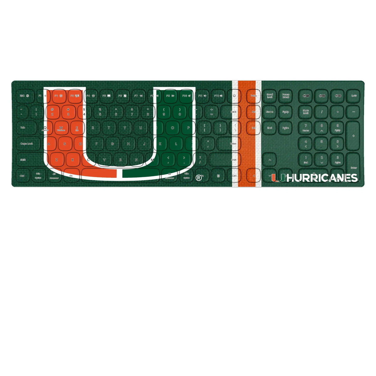University of Miami Hurricanes Stripe Curved Wireless Keyboard